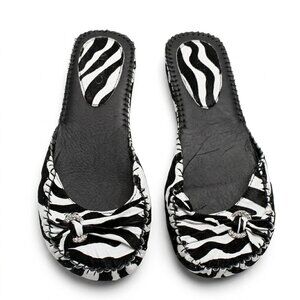 ALDO - B&W Zebra Print Faux Leather Slip-On flat Mules - size 39